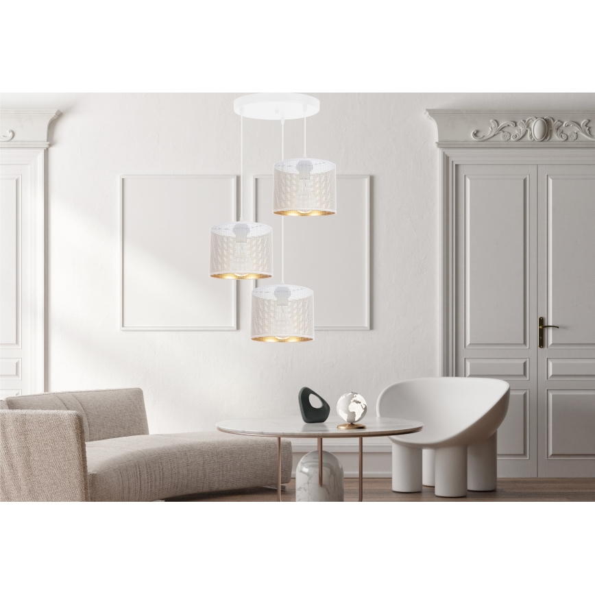 Lustra ar auklu ALDO 3xE27/60W/230V d. 45 cm balta