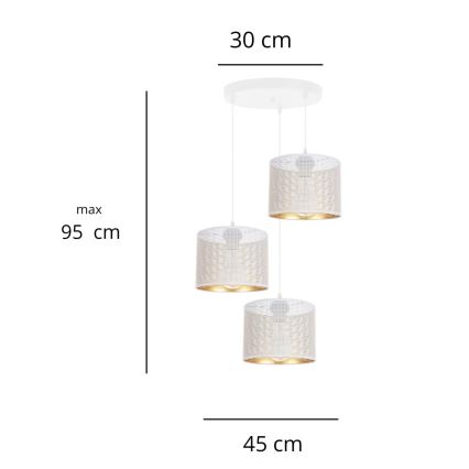 Lustra ar auklu ALDO 3xE27/60W/230V d. 45 cm balta