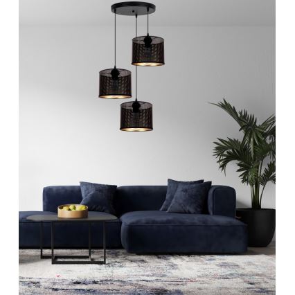 Lustra ar auklu ALDO 3xE27/60W/230V d. 45 cm melna