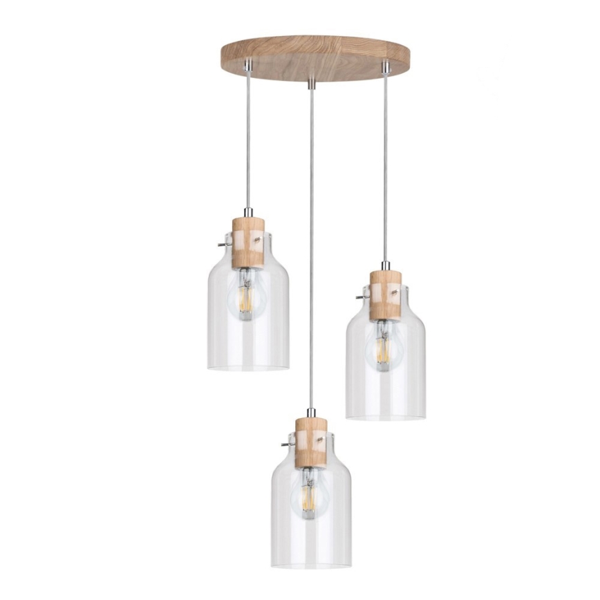 Lustra ar auklu ALESSANDRO 3xE27/60W/230V ozols
