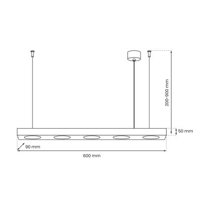 Lustra ar auklu ALEXANDER 5xGX53/12W/230V melna