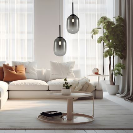 Lustra ar auklu ALIAS 1xG9/8W/230V d. 12 cm melna/pelēka