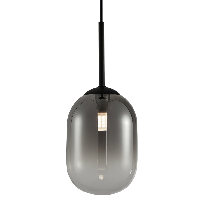 Lustra ar auklu ALIAS 1xG9/8W/230V d. 12 cm melna/pelēka