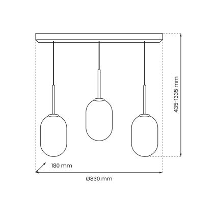 Lustra ar auklu ALIAS 3xE14/40W/230V melna/pelēka