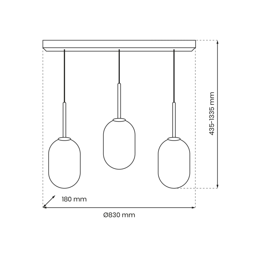 Lustra ar auklu ALIAS 3xE14/40W/230V melna/pelēka