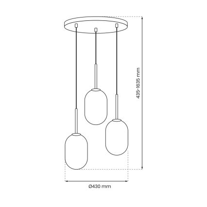 Lustra ar auklu ALIAS 3xE14/40W/230V melna/pelēka