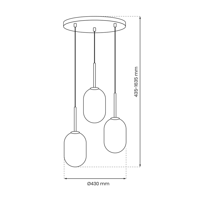 Lustra ar auklu ALIAS 3xE14/40W/230V melna/pelēka