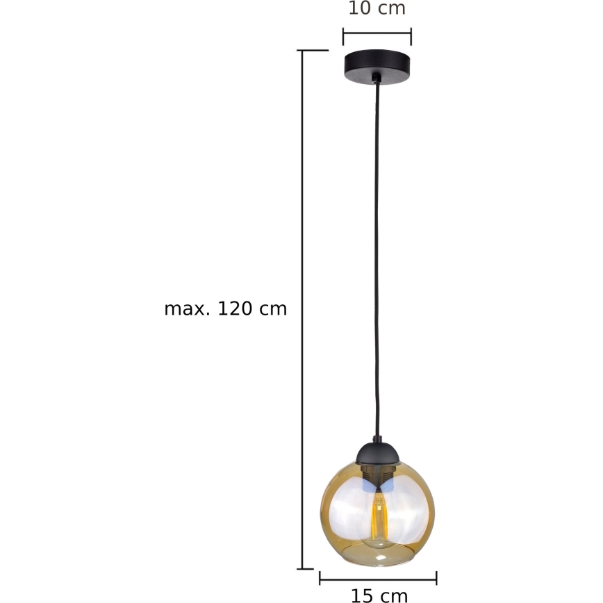 Lustra ar auklu AMBRE BLACK 1xE27/60W/230V