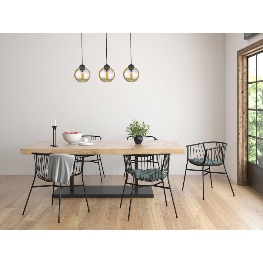 Lustra ar auklu AMBRE BLACK 3xE27/60W/230V melna/dūmakains brūna