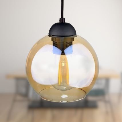 Lustra ar auklu AMBRE BLACK 3xE27/60W/230V melna/dūmakains brūna