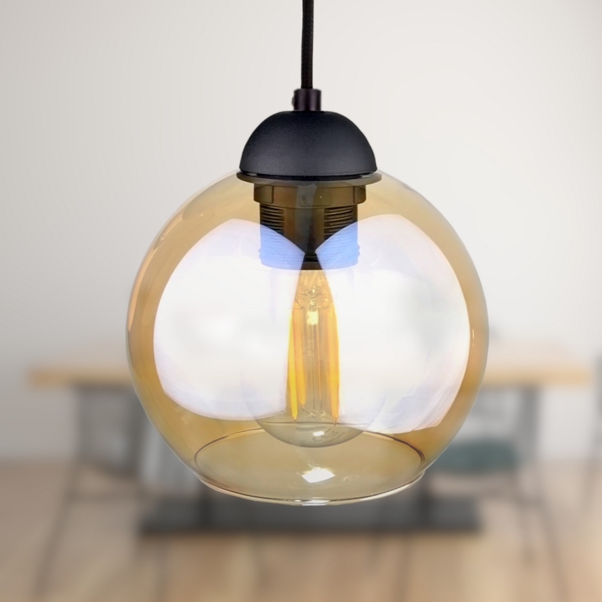 Lustra ar auklu AMBRE BLACK 3xE27/60W/230V melna/dūmakains brūna