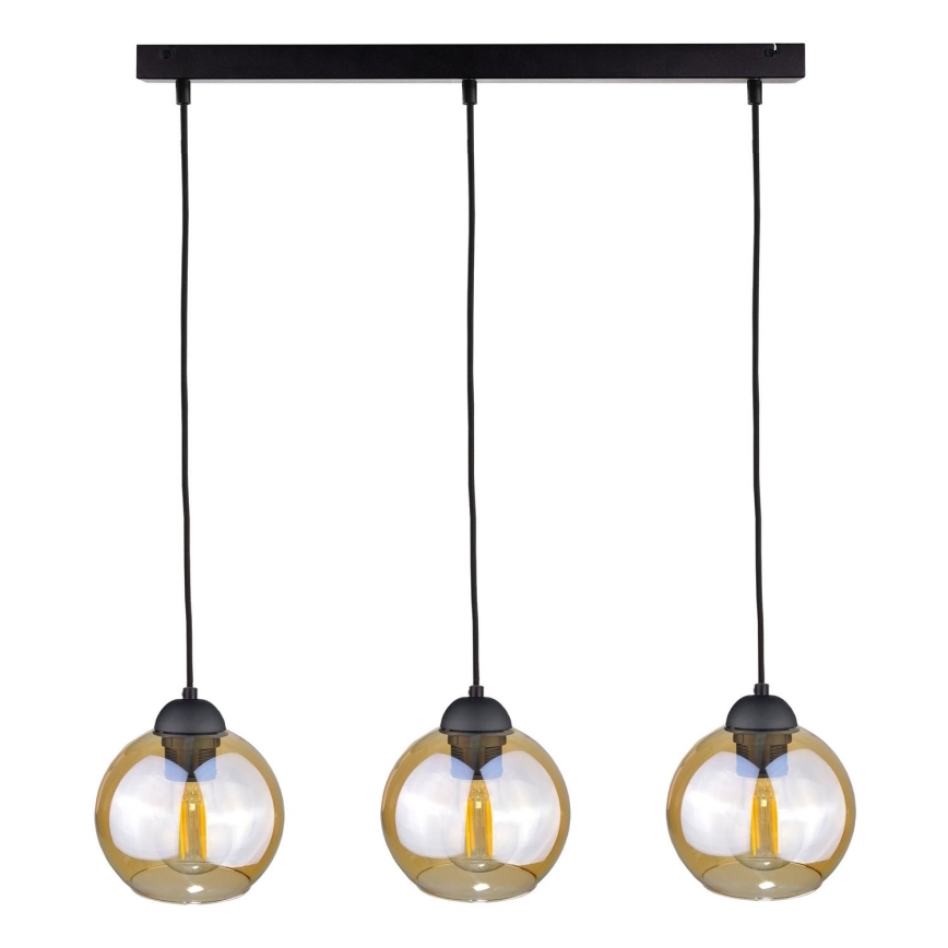 Lustra ar auklu AMBRE BLACK 3xE27/60W/230V melna/dūmakains brūna