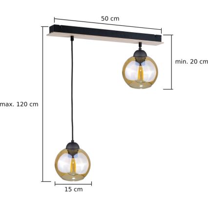 Lustra ar auklu AMBRE WOOD 2xE27/60W/230V