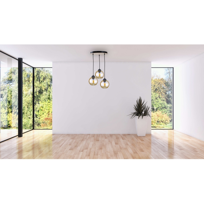 Lustra ar auklu AMBRE WOOD 3xE27/60W/230V d. 30 cm