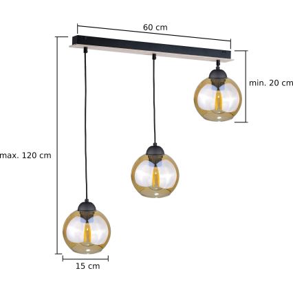 Lustra ar auklu AMBRE WOOD 3xE27/60W/230V