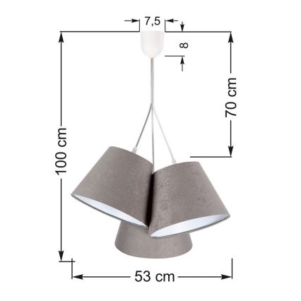 Lustra ar auklu AMBROSIA 3xE27/60W/230V