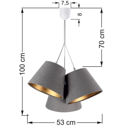 Lustra ar auklu AMBROSIA 3xE27/60W/230V