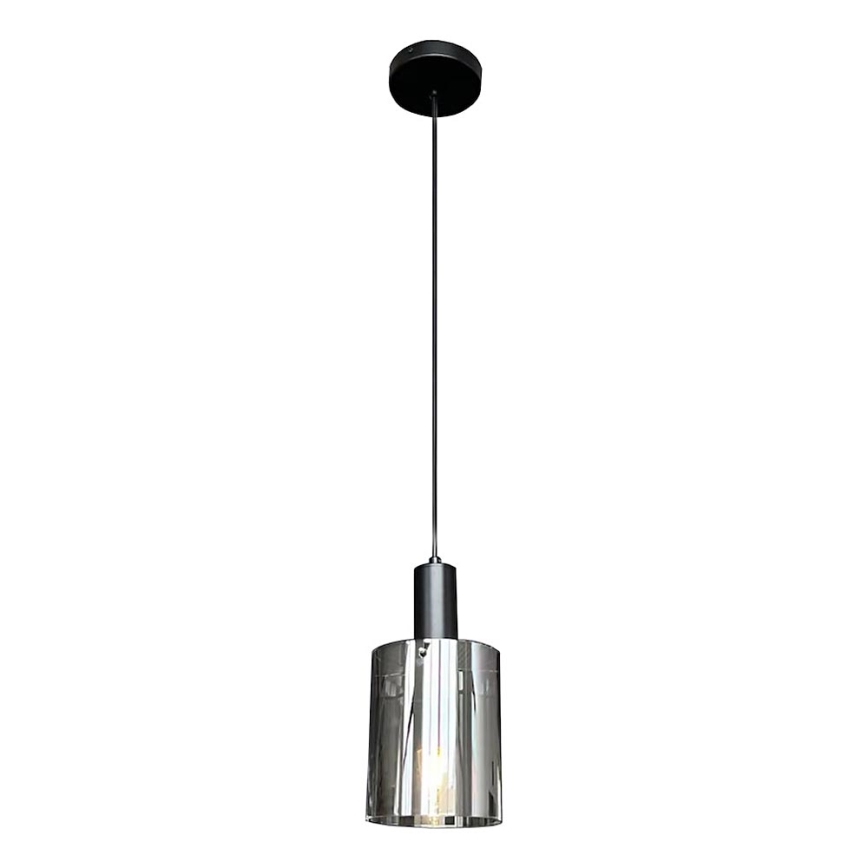Lustra ar auklu ARCADIA 1xE27/60W/230V d. 13 cm melna/dūmakains