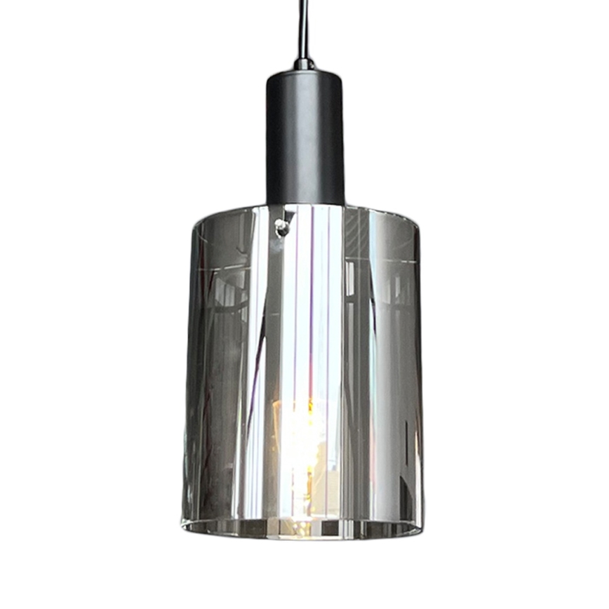 Lustra ar auklu ARCADIA 1xE27/60W/230V d. 13 cm melna/dūmakains