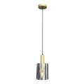 Lustra ar auklu ARCADIA 1xE27/60W/230V d. 13 cm zelta/dūmakains