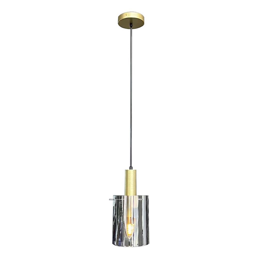 Lustra ar auklu ARCADIA 1xE27/60W/230V d. 13 cm zelta/dūmakains