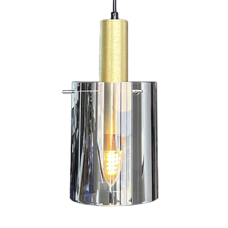 Lustra ar auklu ARCADIA 1xE27/60W/230V d. 13 cm zelta/dūmakains