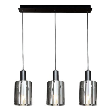 Lustra ar auklu ARCADIA 3xE27/60W/230V melna/dūmakains