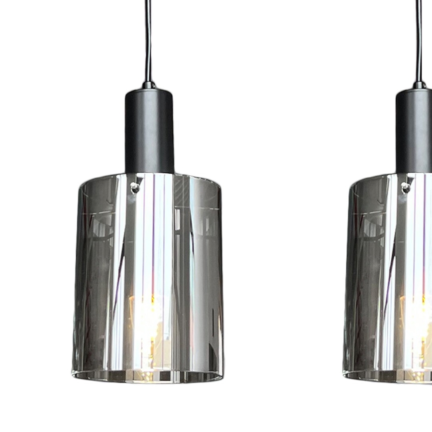 Lustra ar auklu ARCADIA 3xE27/60W/230V melna/dūmakains