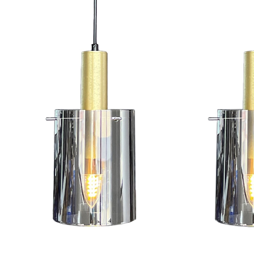 Lustra ar auklu ARCADIA 3xE27/60W/230V zelta/dūmakains