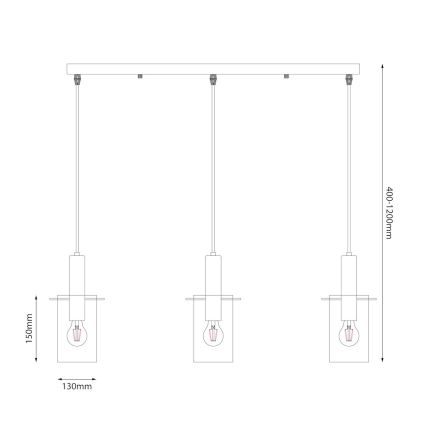 Lustra ar auklu ARCADIA 3xE27/60W/230V zelta/dūmakains