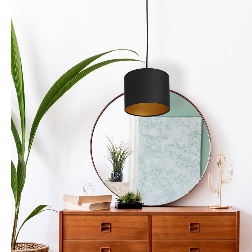 Lustra ar auklu ARDEN 1xE27/60W/230V diametrs 18 cm melna/zeltaina