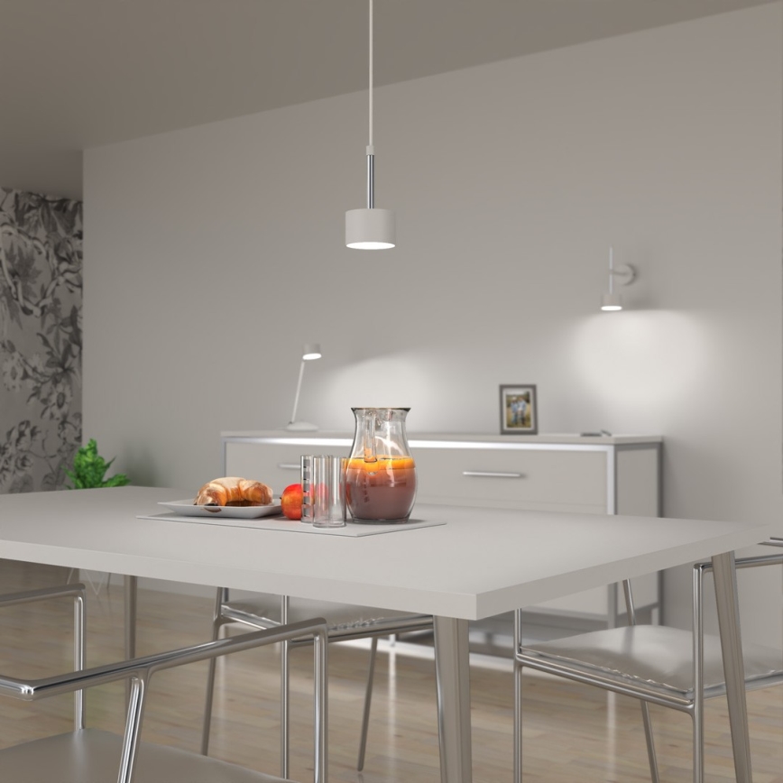 Lustra ar auklu ARENA 1xGX53/11W/230V balta/spīdīgi hromēts