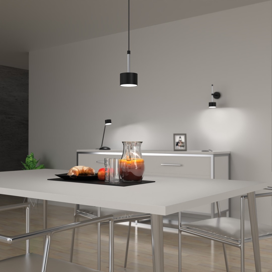 Lustra ar auklu ARENA 1xGX53/11W/230V melna/spīdīgi hromēts