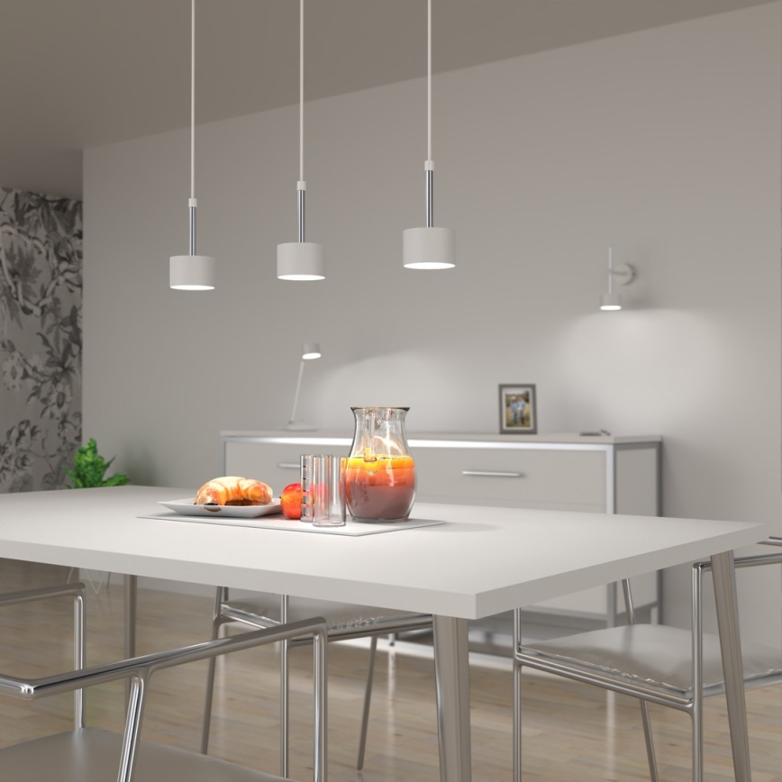 Lustra ar auklu ARENA 3xGX53/11W/230V balta/spīdīgi hromēts