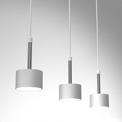 Lustra ar auklu ARENA 3xGX53/11W/230V balta/spīdīgi hromēts