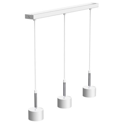 Lustra ar auklu ARENA 3xGX53/11W/230V balta/spīdīgi hromēts