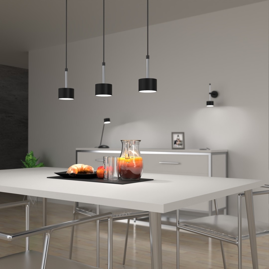 Lustra ar auklu ARENA 3xGX53/11W/230V melna/spīdīgi hromēts