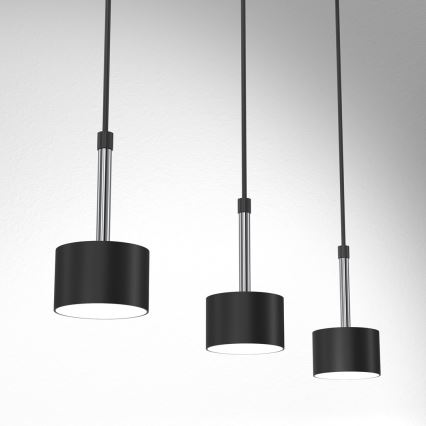 Lustra ar auklu ARENA 3xGX53/11W/230V melna/spīdīgi hromēts
