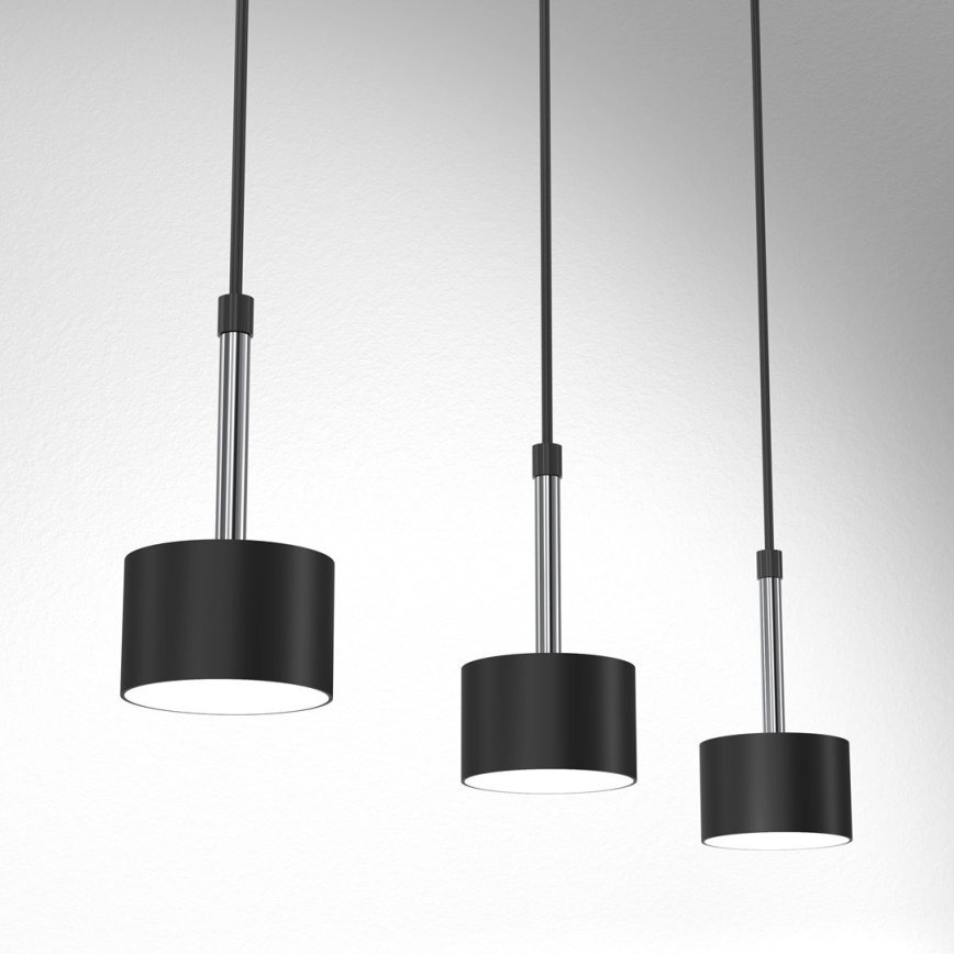 Lustra ar auklu ARENA 3xGX53/11W/230V melna/spīdīgi hromēts