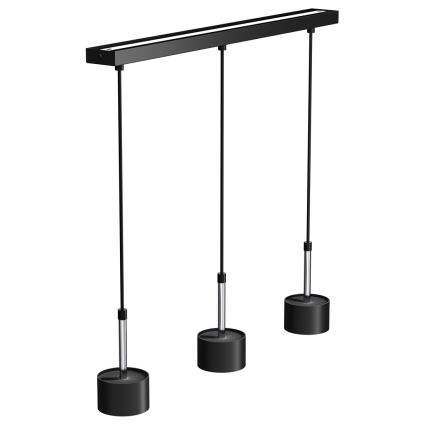 Lustra ar auklu ARENA 3xGX53/11W/230V melna/spīdīgi hromēts