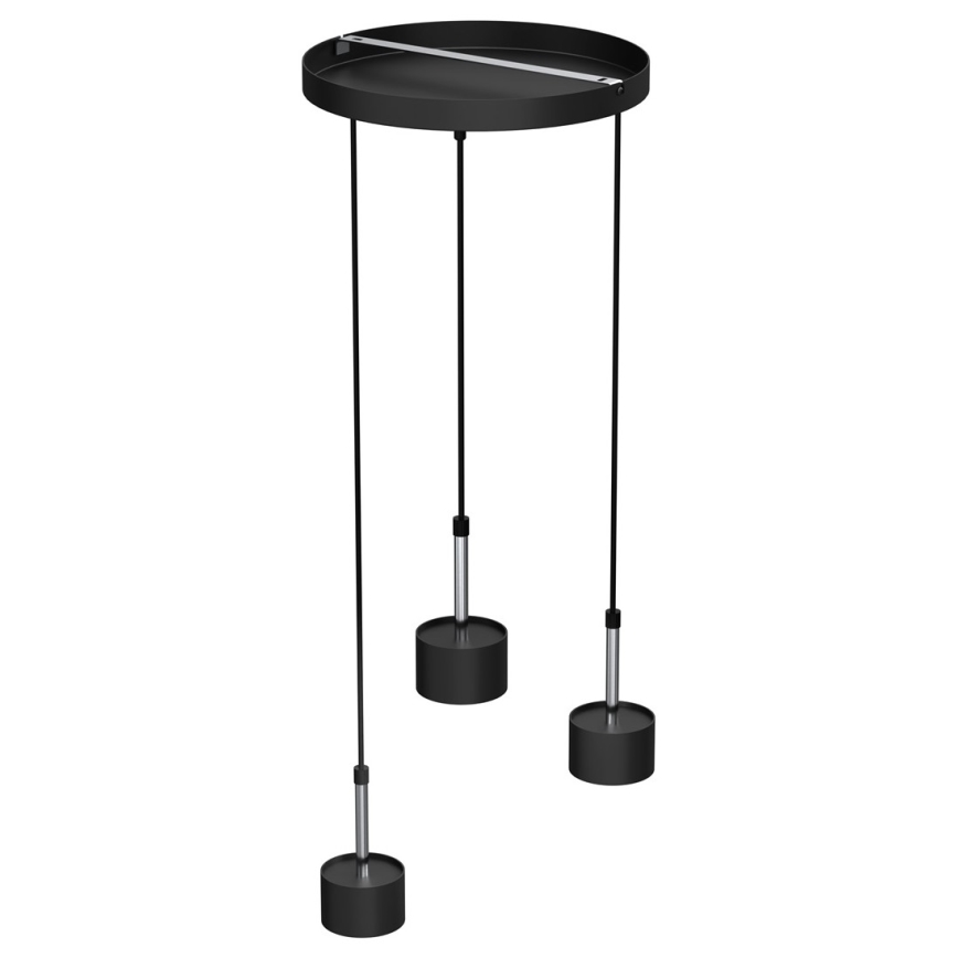 Lustra ar auklu ARENA 3xGX53/11W/230V melna/spīdīgi hromēts