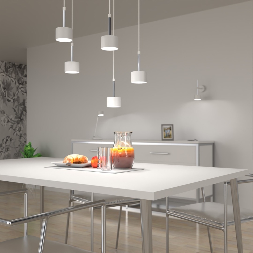 Lustra ar auklu ARENA 5xGX53/11W/230V balta/spīdīgi hromēts