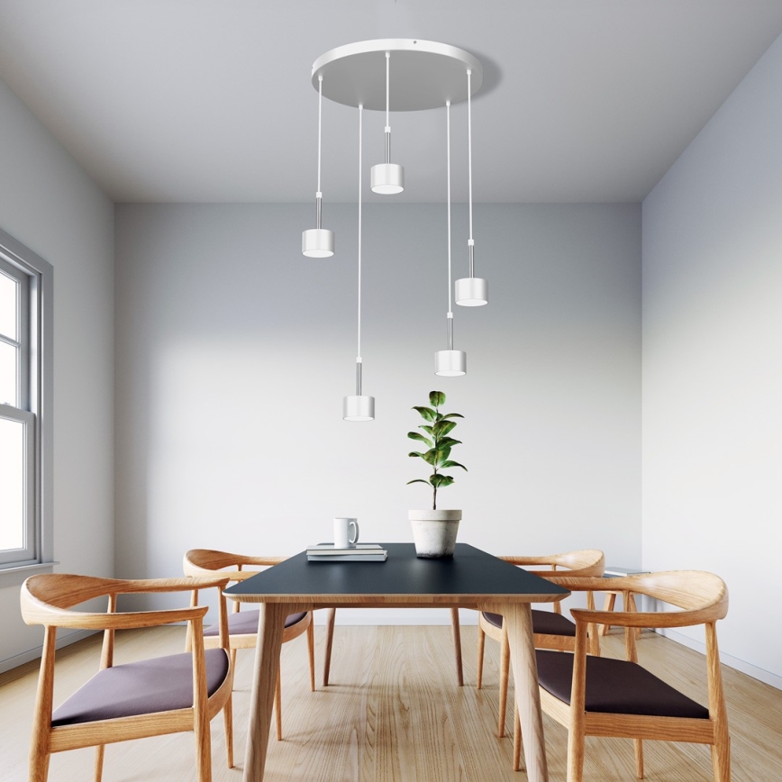 Lustra ar auklu ARENA 5xGX53/11W/230V balta/spīdīgi hromēts