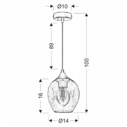 Lustra ar auklu ASPA 1xE27/40W/230V melna
