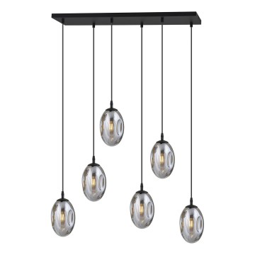 Lustra ar auklu ASTRAL 6xE14/10W/230V melna/dūmakains