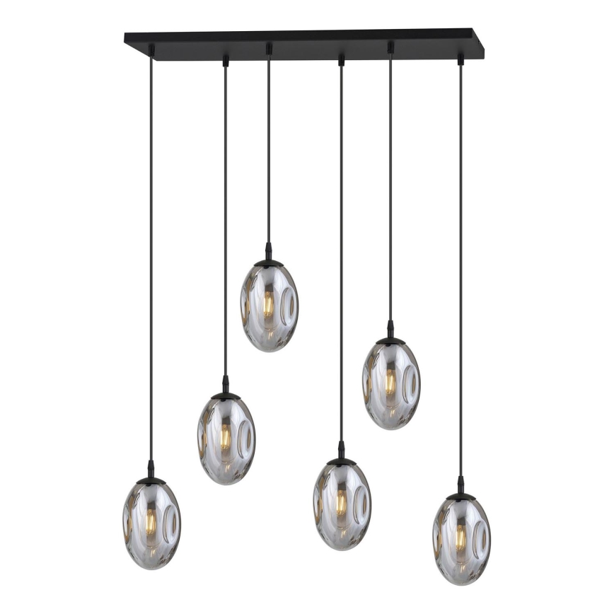 Lustra ar auklu ASTRAL 6xE14/10W/230V melna/dūmakains