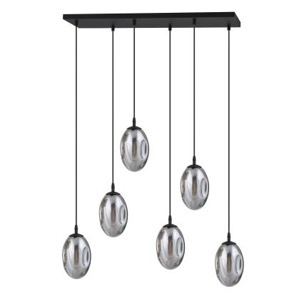Lustra ar auklu ASTRAL 6xE14/10W/230V melna/dūmakains