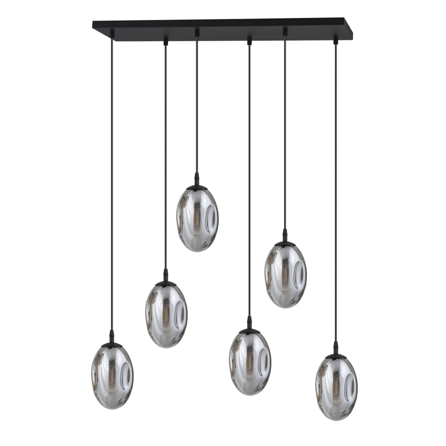 Lustra ar auklu ASTRAL 6xE14/10W/230V melna/dūmakains