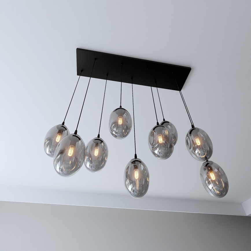 Lustra ar auklu ASTRAL 9xE14/10W/230V melna/dūmakains