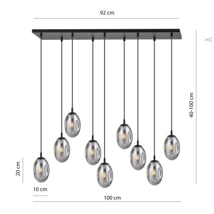 Lustra ar auklu ASTRAL 9xE14/10W/230V melna/dūmakains